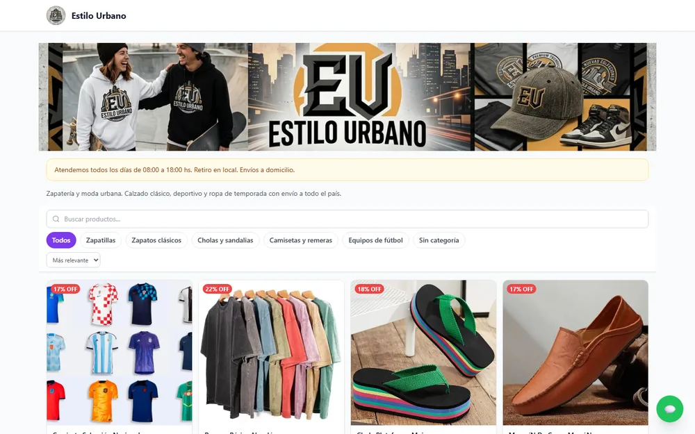 Catálogo online real hecho con tucatalogo, mostrando categorías y productos de una tienda de ropa urbana